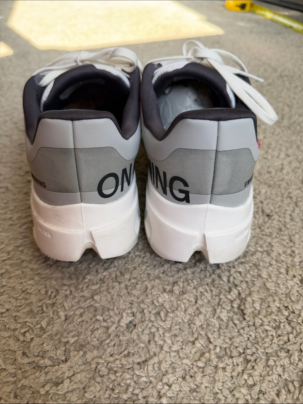 On Running White & Light Gray Performance Running Shoes - Picture 5 of 9